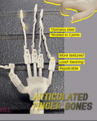 Fingers with steel articulated joints